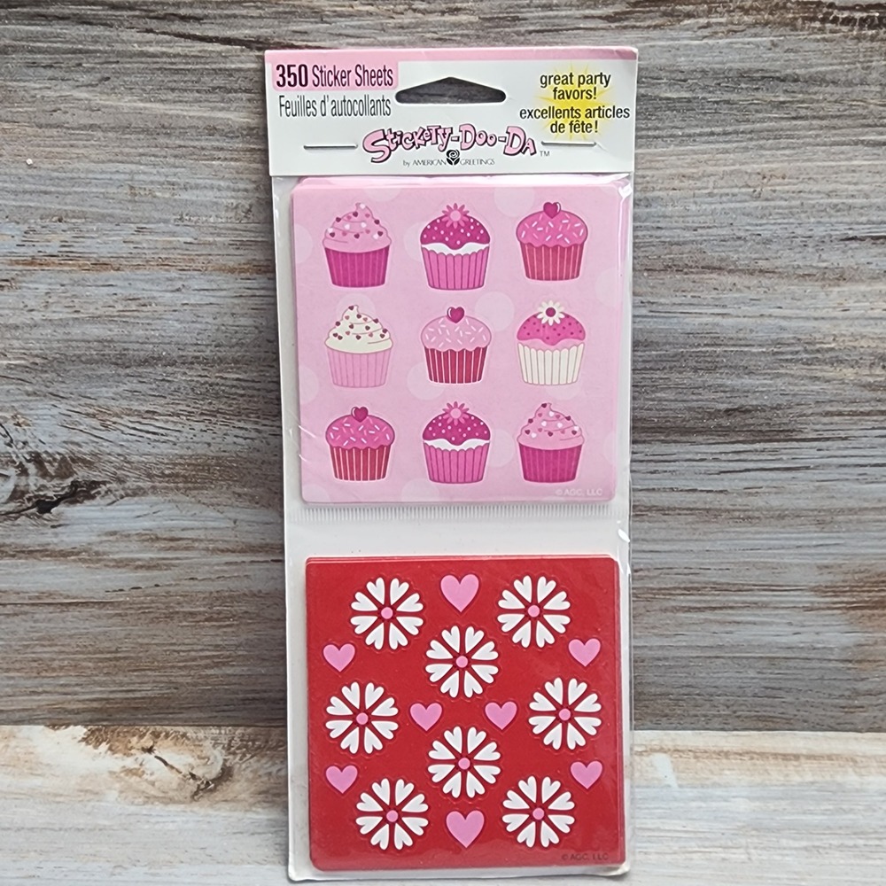American Greetings Sticky-Doo-Da 350 Sticker Sheets Cupcakes Flowers Hearts New